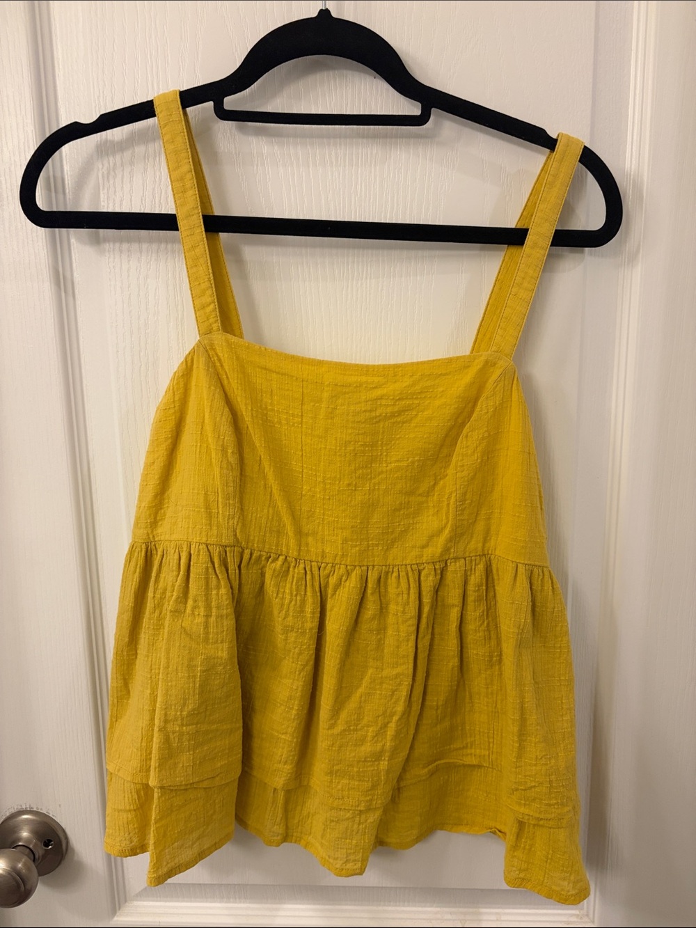 Yellow Tiered Cotton Tank Top - Women's